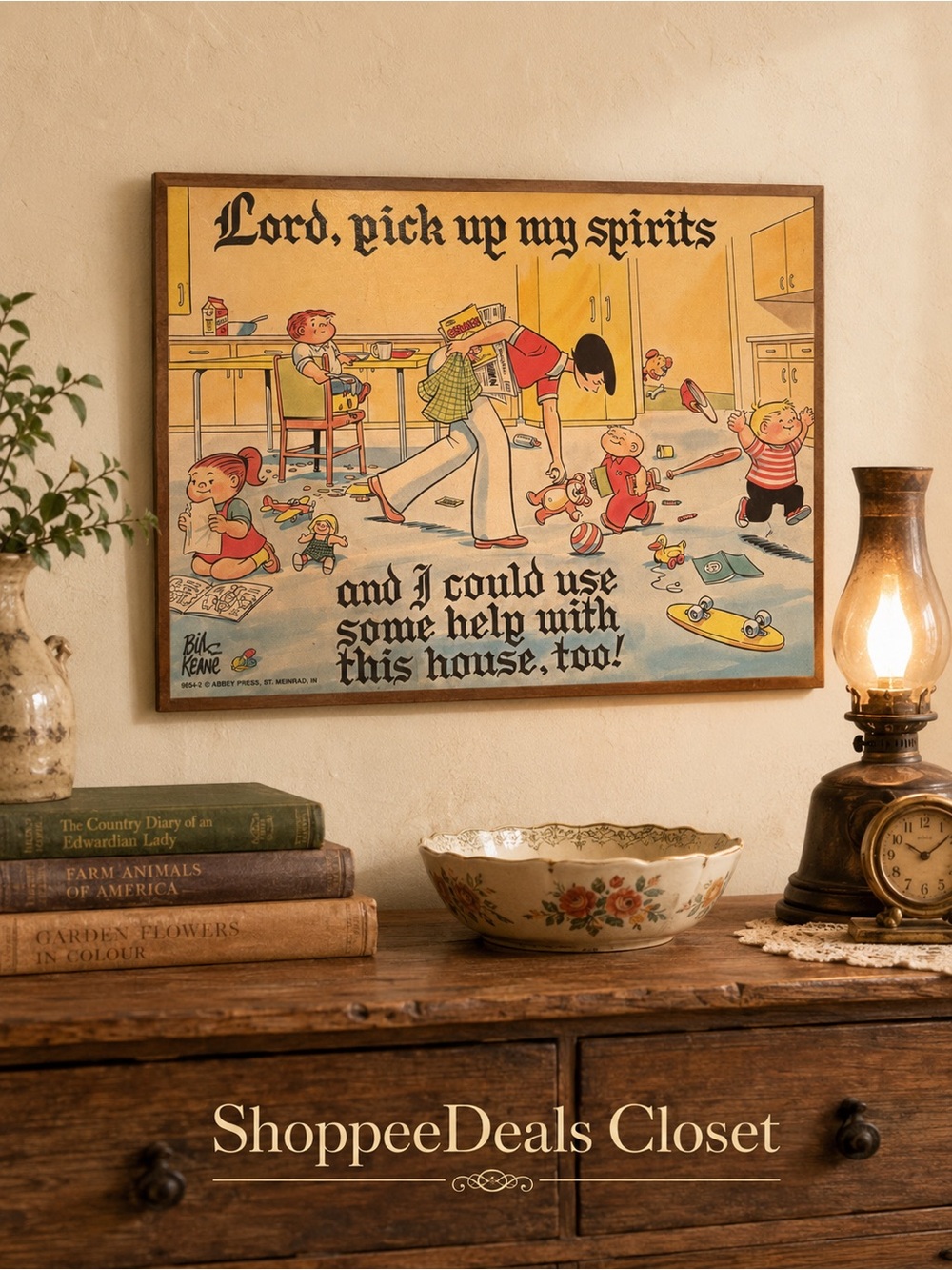 Vintage Abbey Press The Family Circus “Lord Pick Up My Spirits” Wall Plaque 9x14